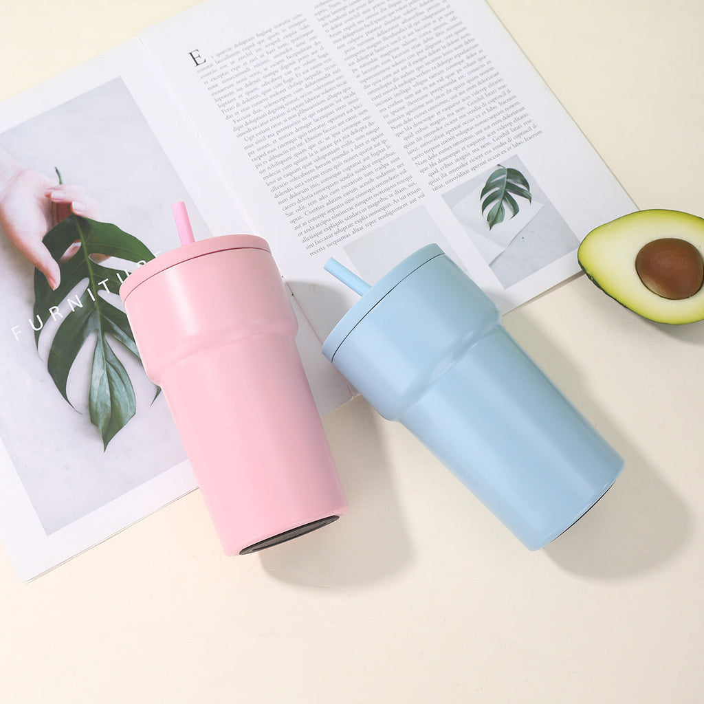 Vaso térmico unisex con tapa antipolvo y pajita