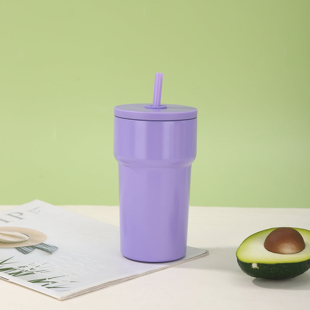 Vaso térmico unisex con tapa antipolvo y pajita