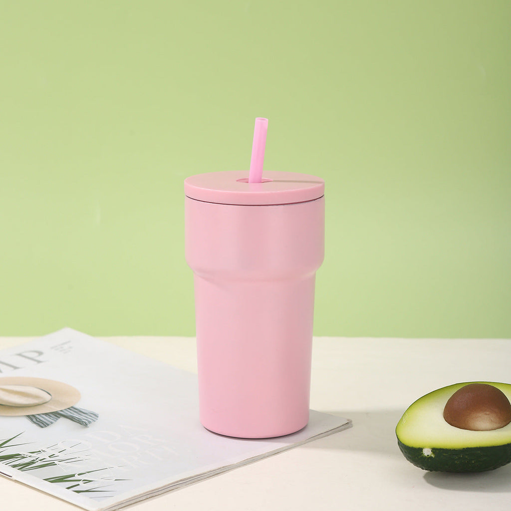 Vaso térmico unisex con tapa antipolvo y pajita