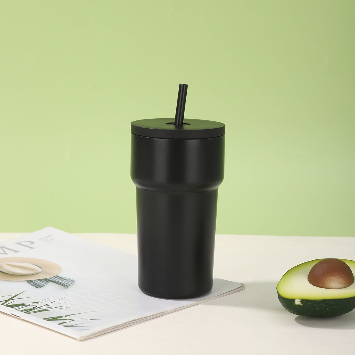 Vaso térmico unisex con tapa antipolvo y pajita