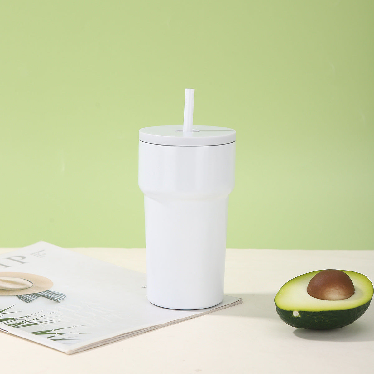 Vaso térmico unisex con tapa antipolvo y pajita