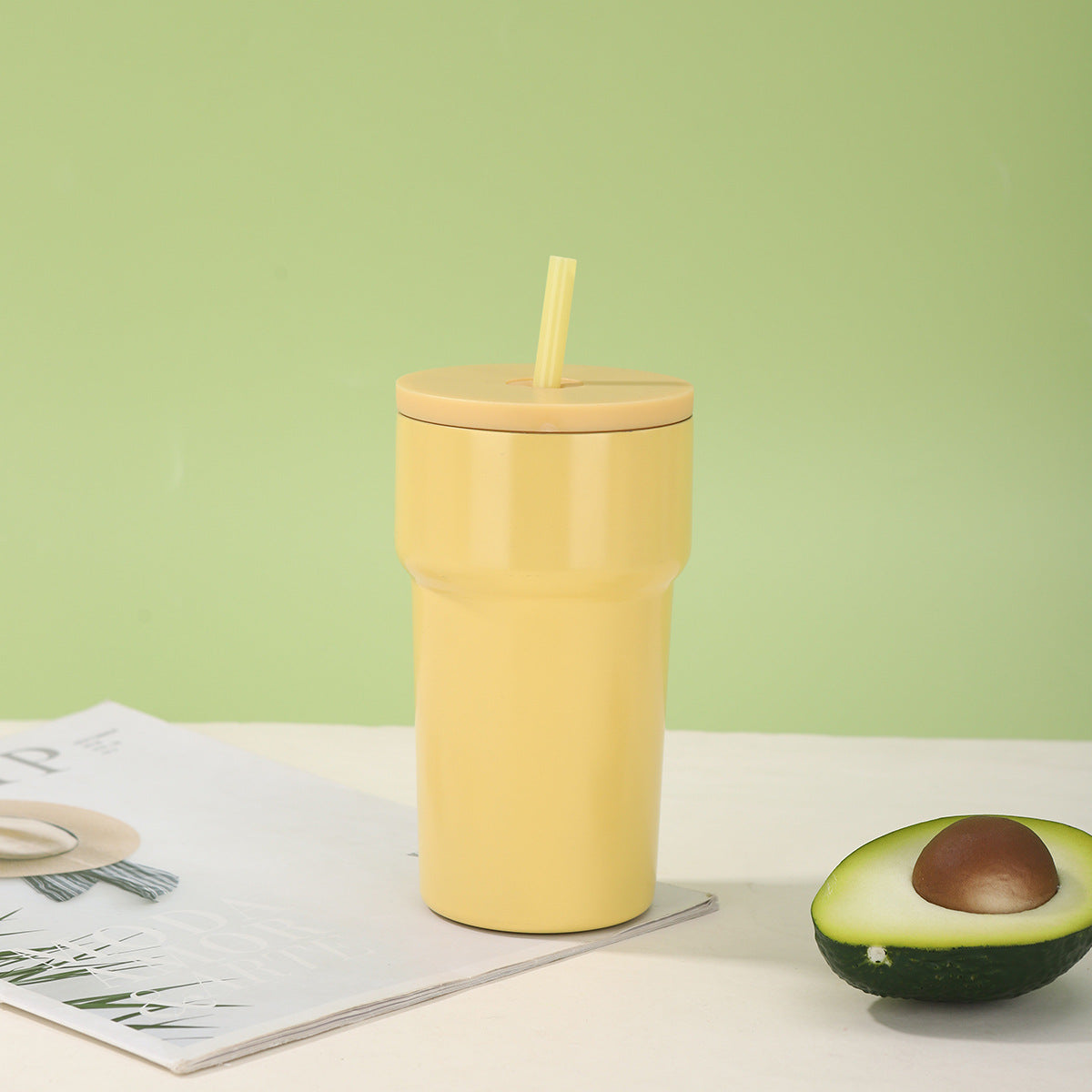 Vaso térmico unisex con tapa antipolvo y pajita
