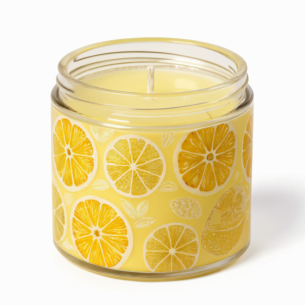 Vela de soja Citrus Zest de ORNISHOP en tarro de cristal amarillo