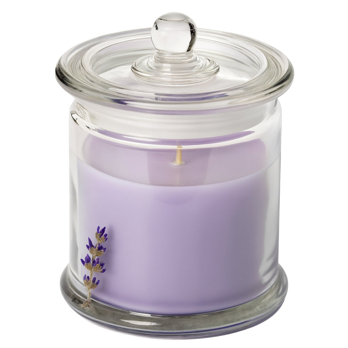 Vela de soja Lavender Fields de ORNISHOP en tarro de cristal transparente