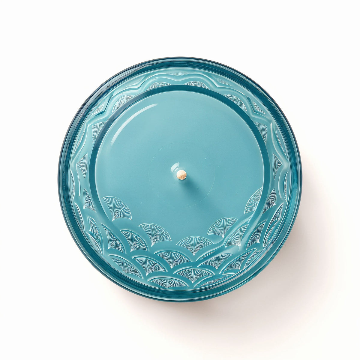 Vela de soja Ocean Mist de ORNISHOP en tarro de cristal azul con patrón de olas