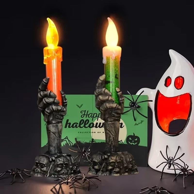Vela LED mano de esqueleto SpookHand para decoración de Halloween