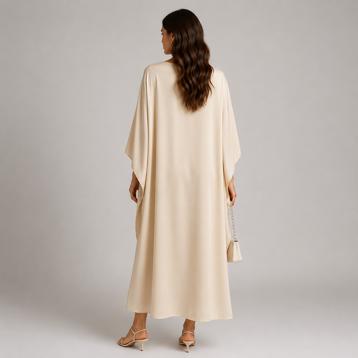 Vestido largo de mujer con capa drapeada | Vestido de noche hasta el suelo