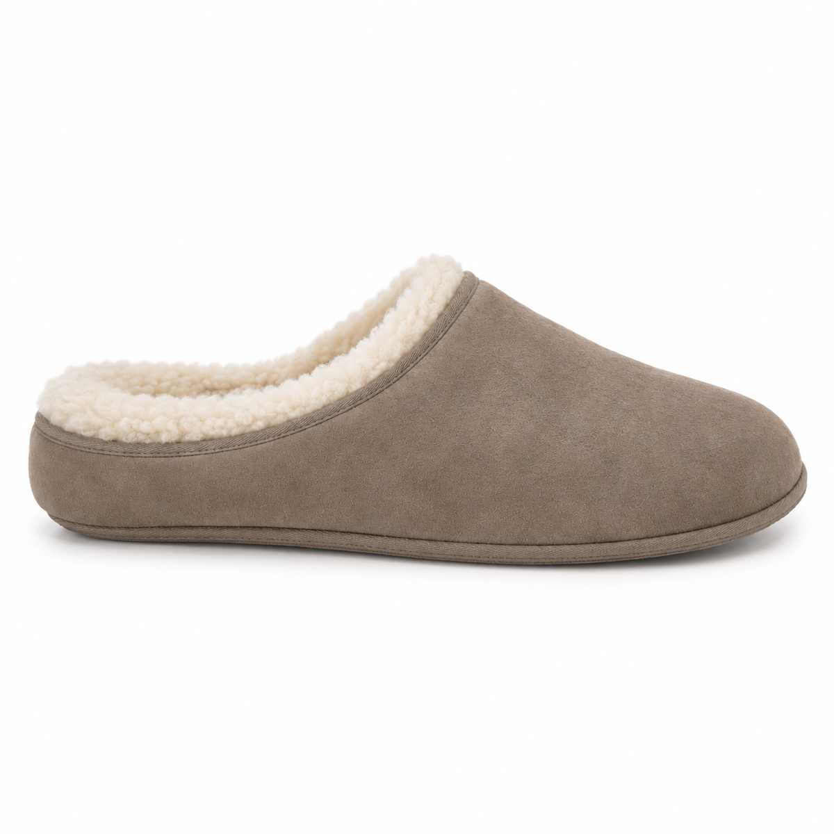 Zapatillas de ante taupe para hombre con forro de borreguito sintético
