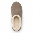 Zapatillas de ante taupe para hombre con forro de borreguito sintético