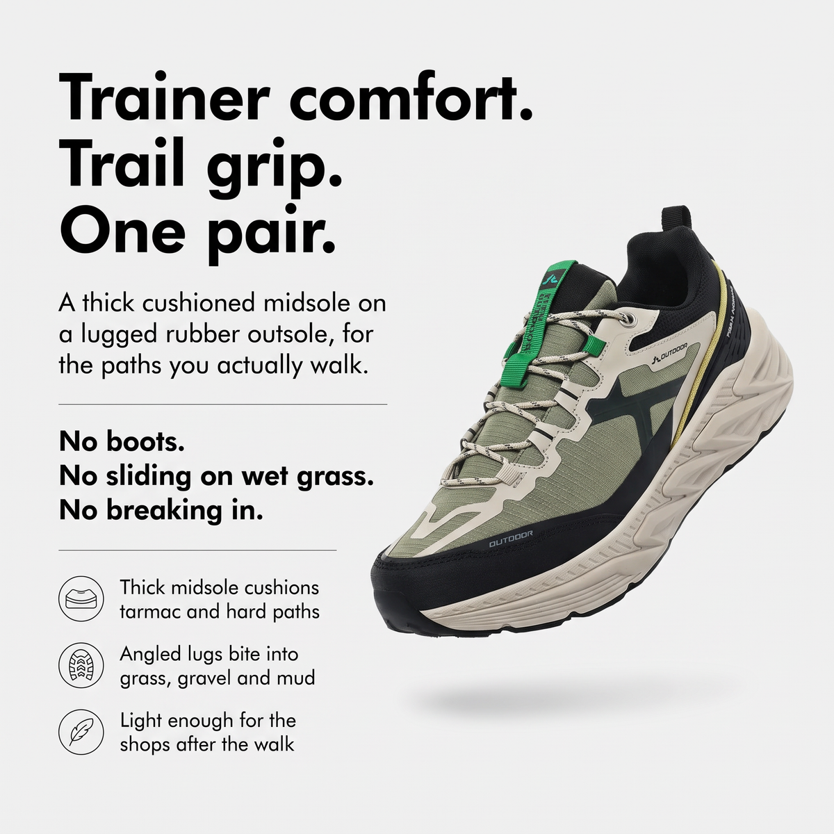 Zapatillas de trail para hombre - Zapatillas de running acolchadas para caminar y senderismo