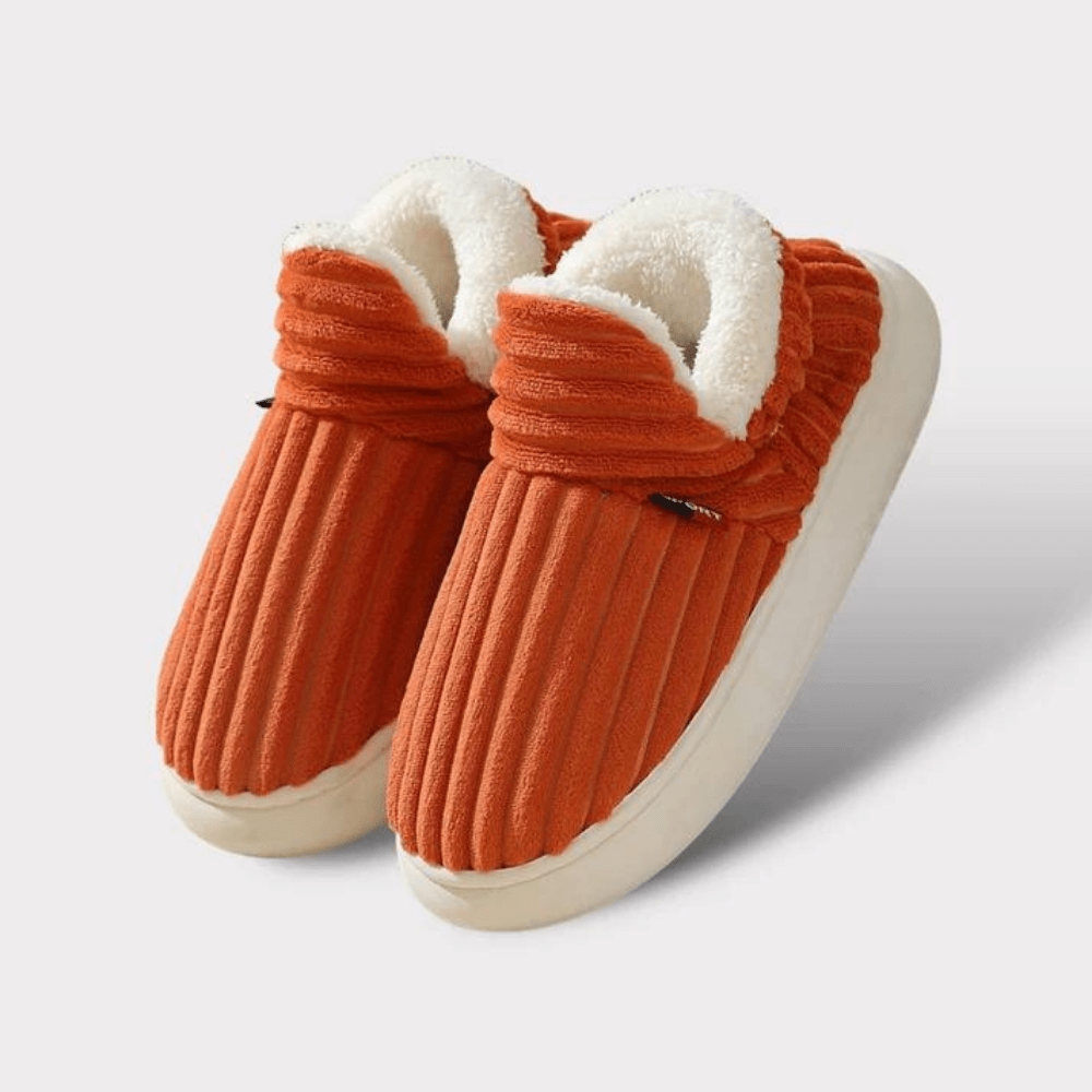 Zapatillas de estar por casa forradas de felpa, zapatillas de invierno con talón cerrado en tejido acanalado y suela gru