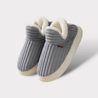 Zapatillas de estar por casa forradas de felpa, zapatillas de invierno con talón cerrado en tejido acanalado y suela gru