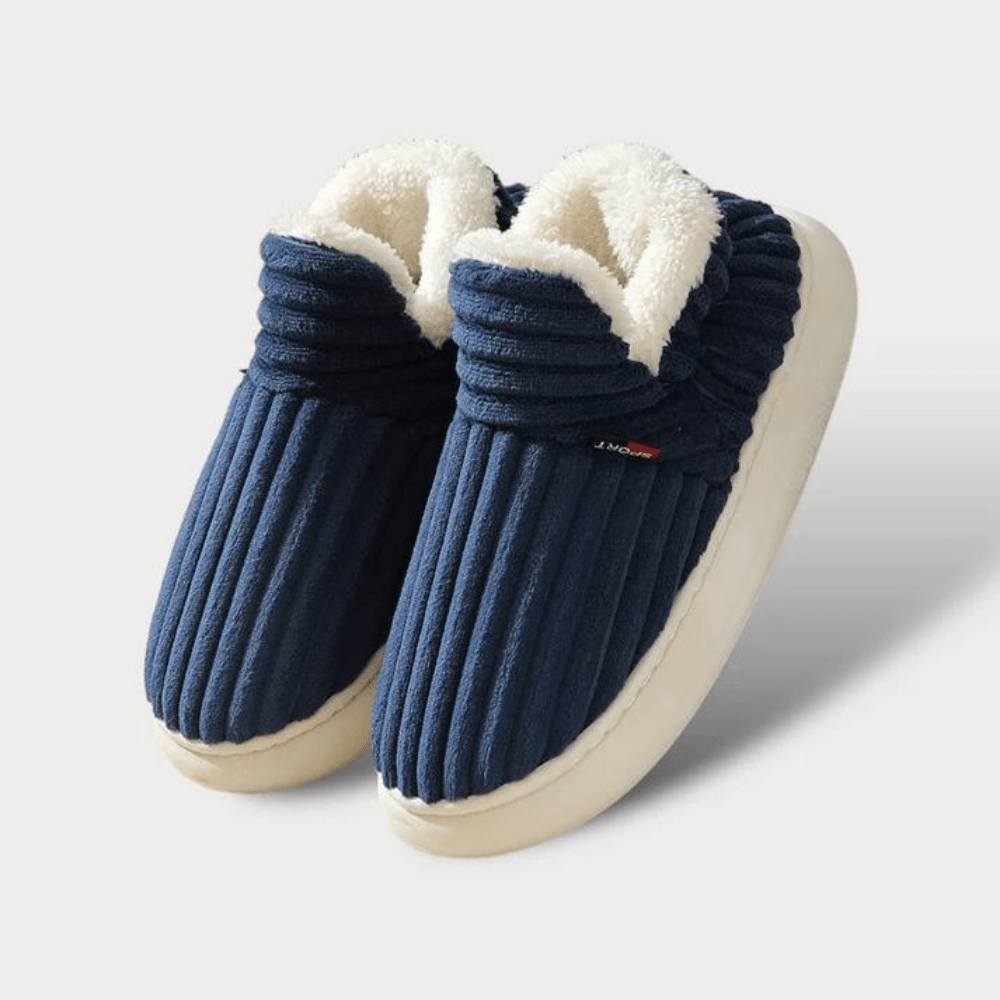 Zapatillas de estar por casa forradas de felpa, zapatillas de invierno con talón cerrado en tejido acanalado y suela gru