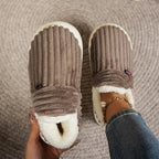 Zapatillas de estar por casa forradas de felpa, zapatillas de invierno con talón cerrado en tejido acanalado y suela gru