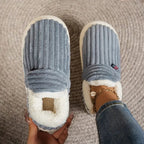 Zapatillas de estar por casa forradas de felpa, zapatillas de invierno con talón cerrado en tejido acanalado y suela gru