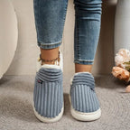 Zapatillas de estar por casa forradas de felpa, zapatillas de invierno con talón cerrado en tejido acanalado y suela gru
