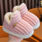 Zapatillas de estar por casa forradas de felpa, zapatillas de invierno con talón cerrado en tejido acanalado y suela gru
