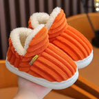 Zapatillas de estar por casa forradas de felpa, zapatillas de invierno con talón cerrado en tejido acanalado y suela gru