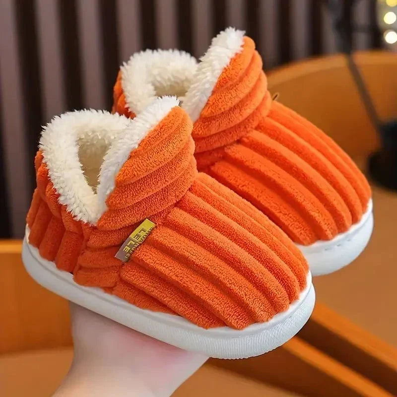 Zapatillas de estar por casa forradas de felpa, zapatillas de invierno con talón cerrado en tejido acanalado y suela gru