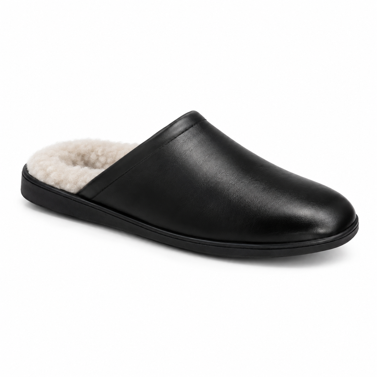 Zapatillas de estar por casa para hombre con forro de pelo sintético negras de interior