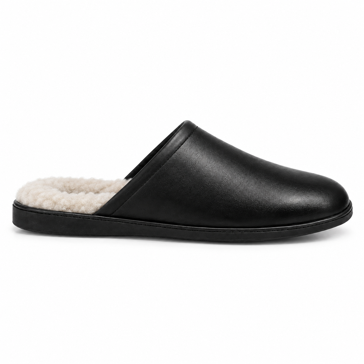 Zapatillas de estar por casa para hombre con forro de pelo sintético negras de interior