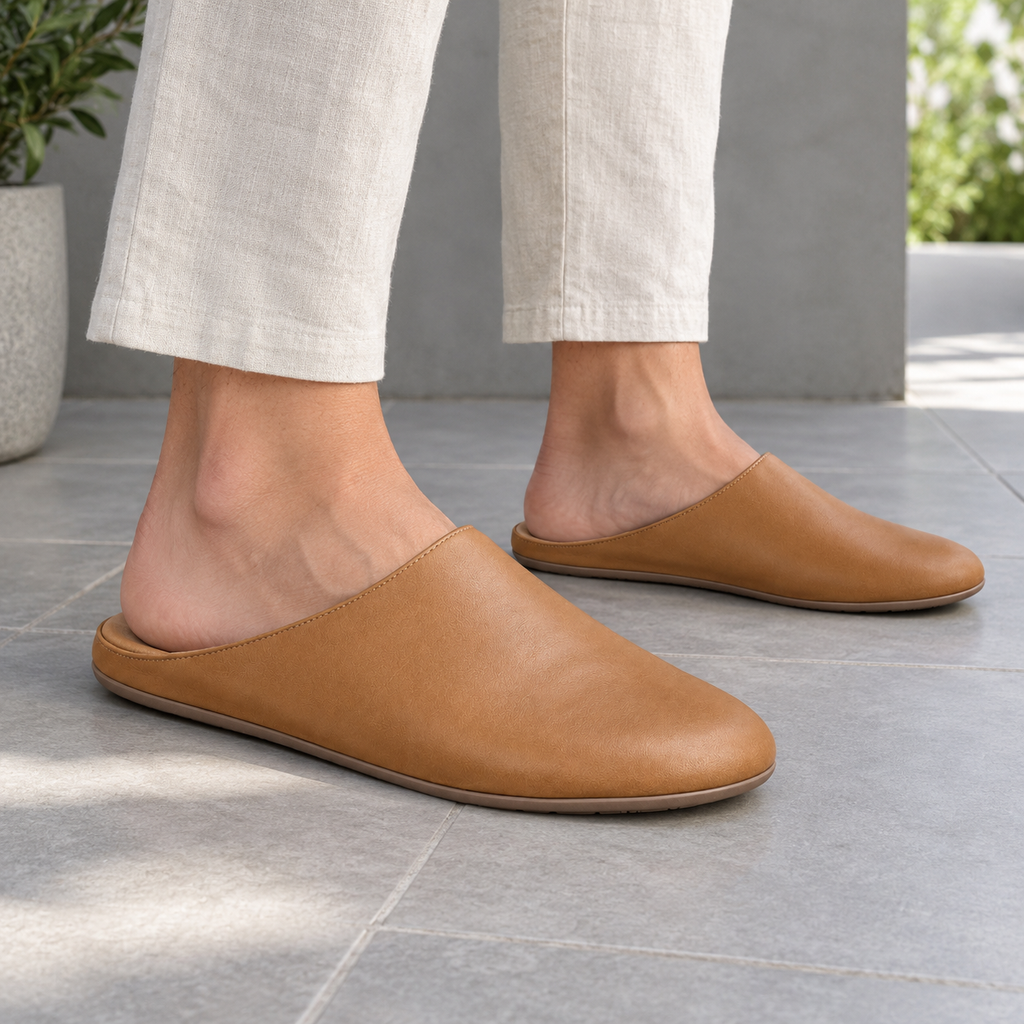 Zapatillas de estar por casa sin cordones marrón claro para hombre ultraligeras