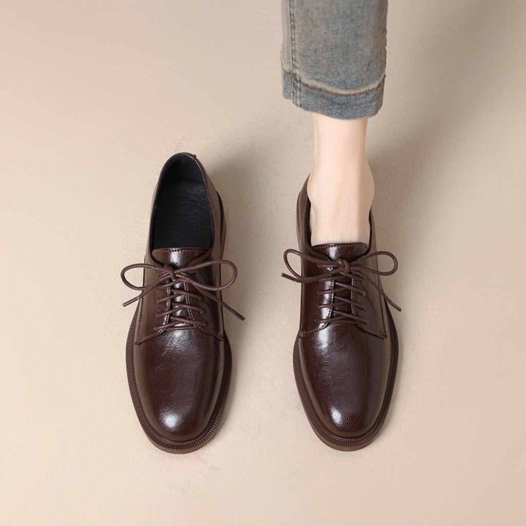 Zapatos de cordones de piel clásicos para mujer