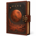 Cuaderno Místico Planeta Marte y Exploración Cósmica con Cierre Metálico Vintage