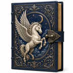Cuaderno Místico Pegaso Celestial y Cielo Estrellado con Cierre Metálico Vintage
