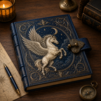 Cuaderno Místico Pegaso Celestial y Cielo Estrellado con Cierre Metálico Vintage
