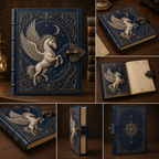 Cuaderno Místico Pegaso Celestial y Cielo Estrellado con Cierre Metálico Vintage