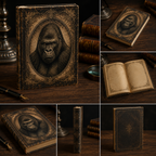 Cuaderno Vintage con Diseño de Gorila y Ornamentación Clásica