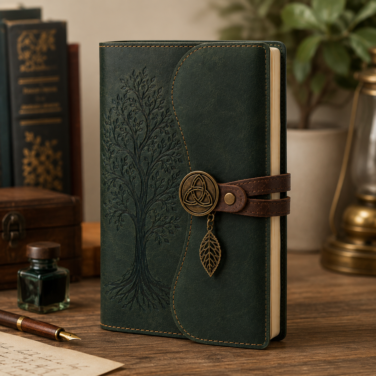 Cuaderno Místico Árbol de la Vida Celta con Cierre Vintage y Colgante Decorativo