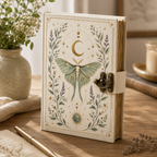 Cuaderno Místico Luna Celestial con Polilla Lunar y Cierre Metálico Vintage