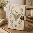 Cuaderno Místico Luna Celestial con Polilla Lunar y Cierre Metálico Vintage